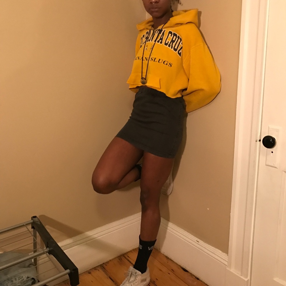 denim mini skirt